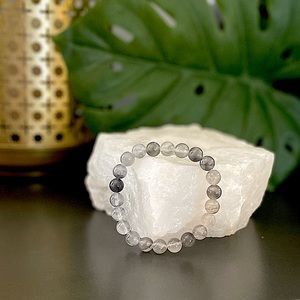 Gemstone bead CLOUDY QUARTZ stretchy bracelet